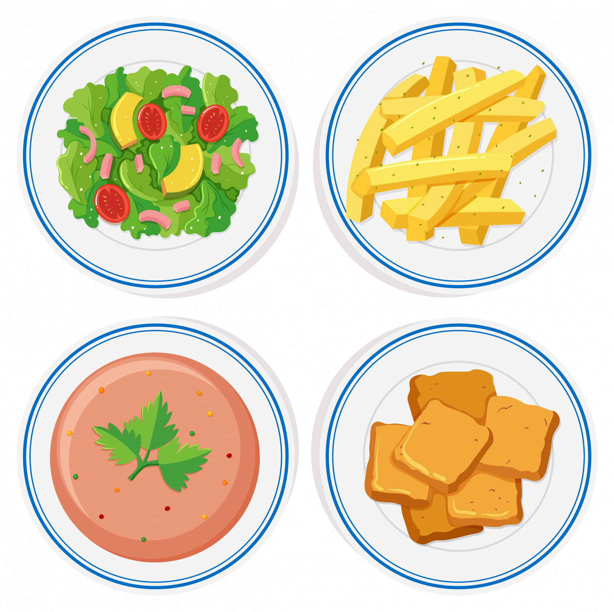 Free Vector | Different food on the plates